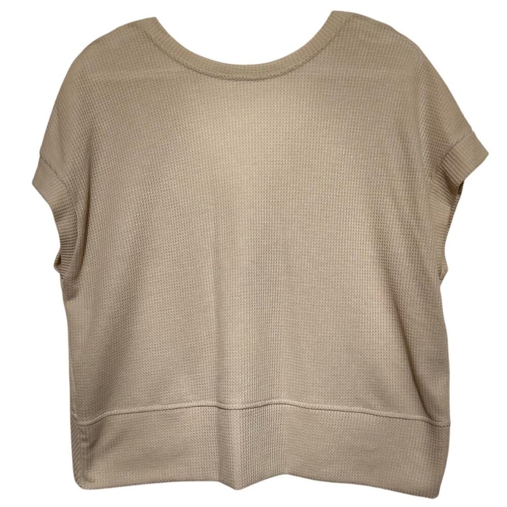 SHEIN Women's Beige Short Sleeve Top‎ Criss-Cross Back Size M